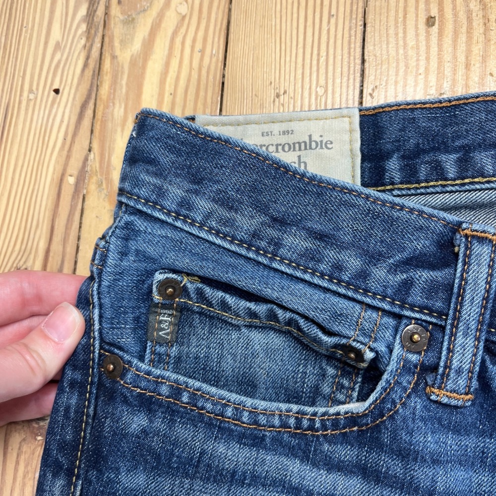 Abercrombie & Fitch Mens Straight Leg Jeans 32x30 Dark Wash Button Fly Denim y2k - Picture 8 of 11